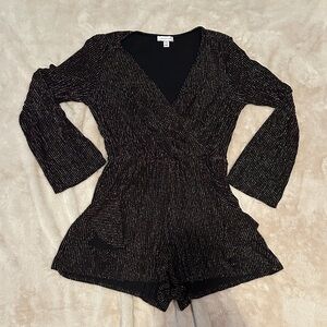 Topshop Black and Gold Shimmer Romper